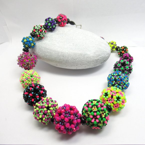 Statement Beaded Bead Necklace - Picture 1 of 15